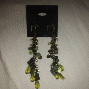 Long Olive Green Earrings